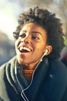 Woman listening to music