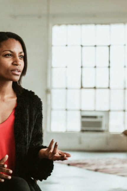 Woman talking in group session (Courtesy of rawpixel.com)