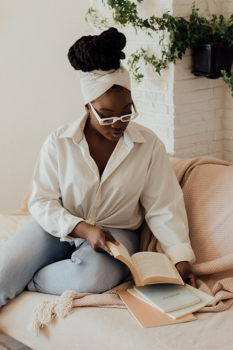 Woman reading book