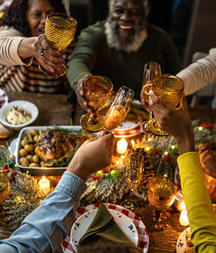 Family toasting during the holidays